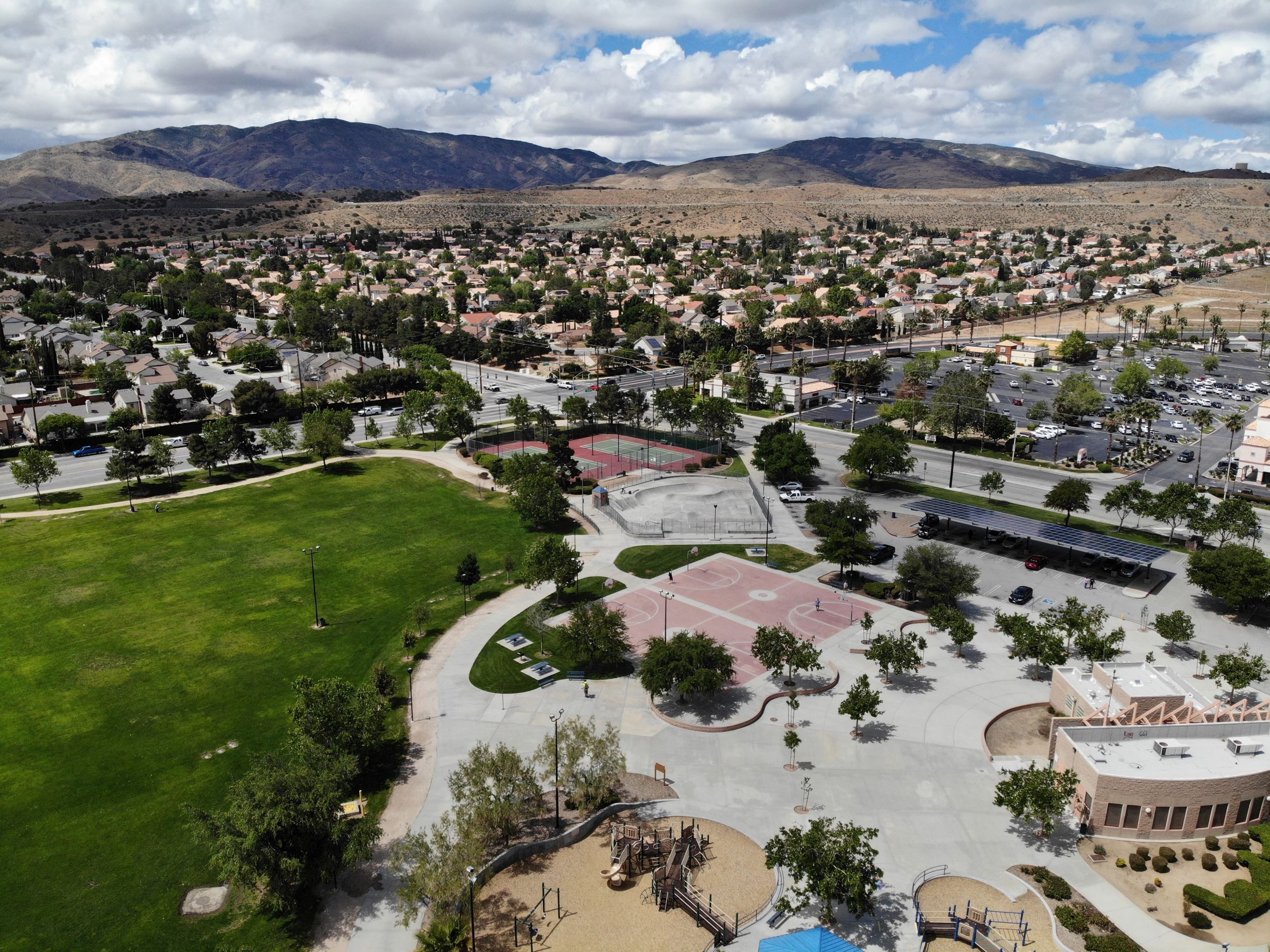 Aerial view of community park