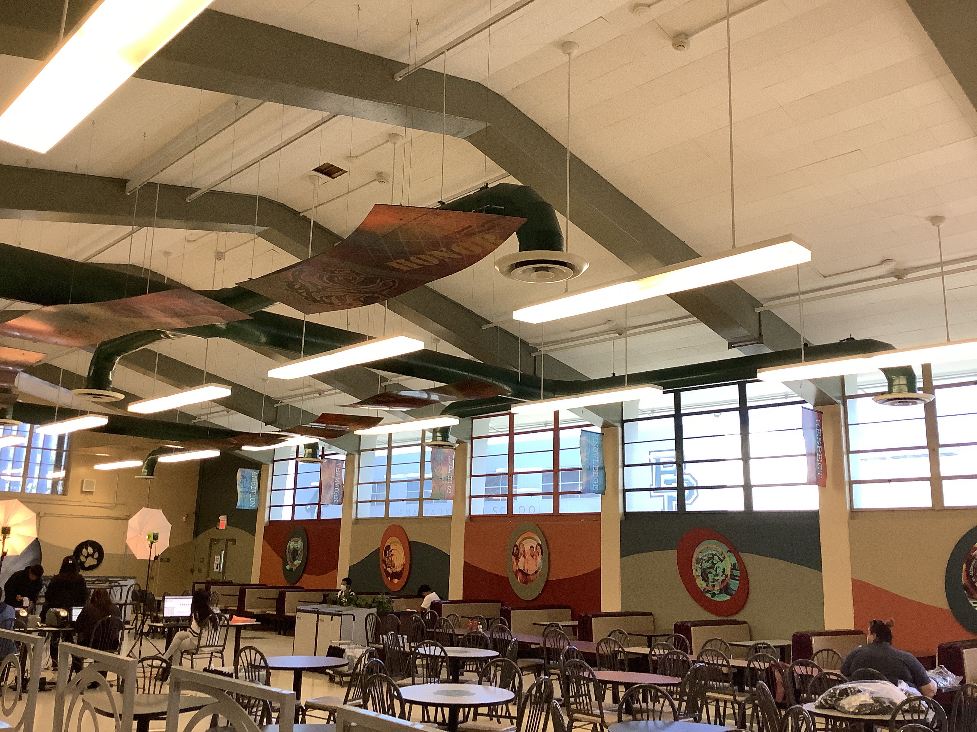 Energy-efficient lighting in school cafeteria
