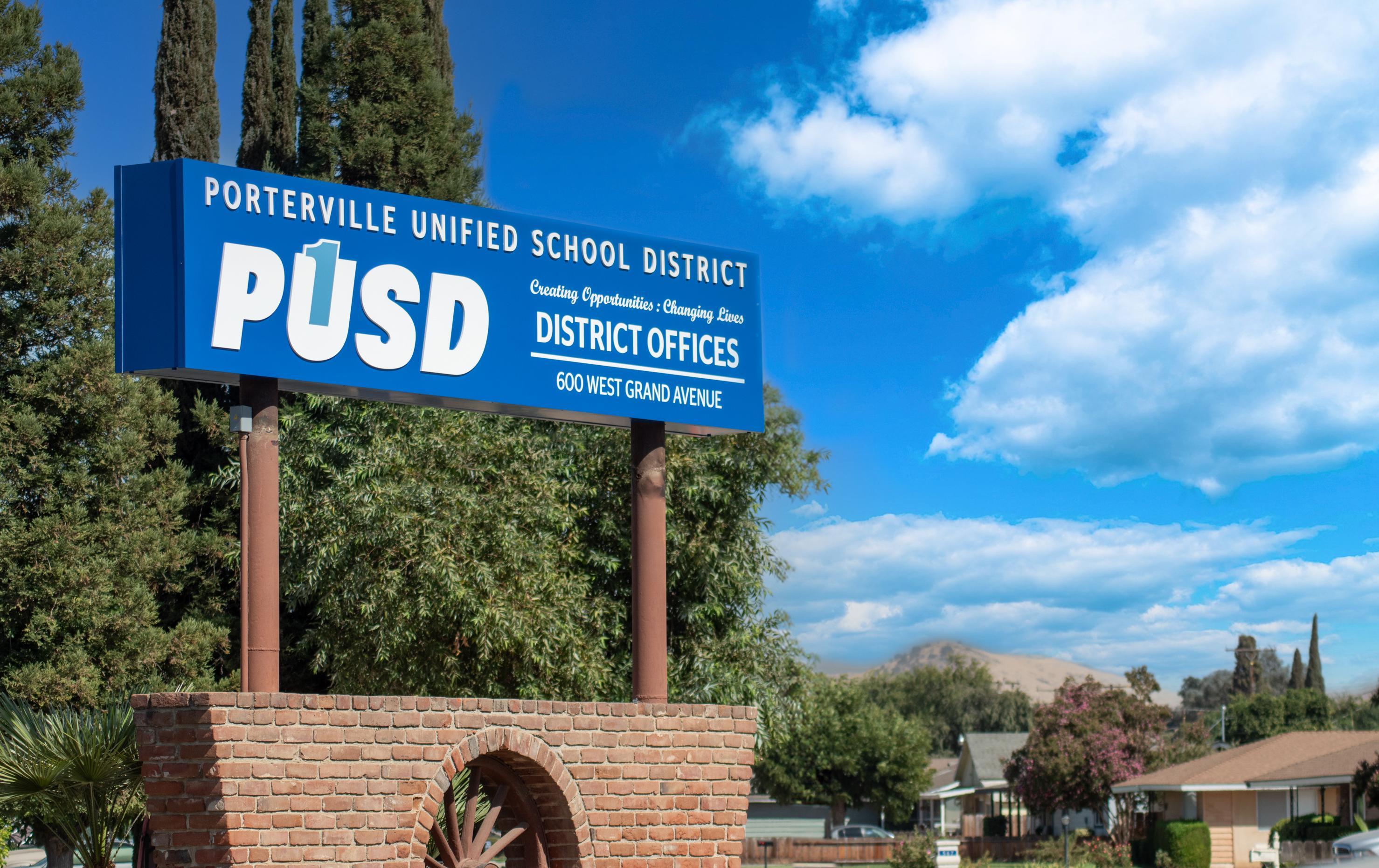 School sign for Porterville USD
