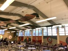 Energy-efficient lighting in school cafeteria